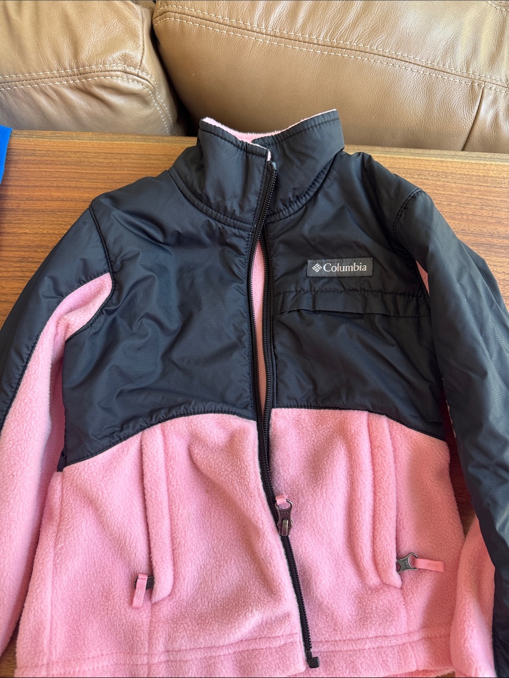 Columbia Kids Pink & Black Two-Tone Fleece Jacket
